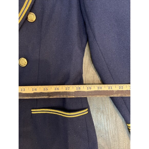 THE LIMITED Wool Navy Double Breasted Blazer Long Nautical w/Shoulder Pads Large - Picture 11 of 16